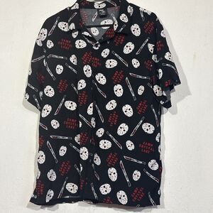Friday The 13th Camp Crystal Lake Jason Voorhees Mens Medium Button Up Shirt